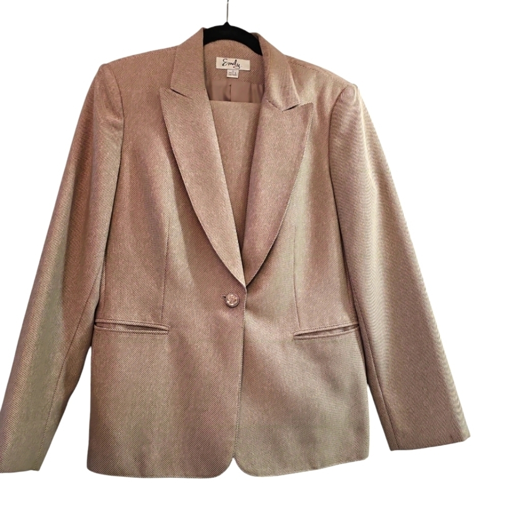 Emily Women’s Blazer and skirt Set size 14 Camel Washable